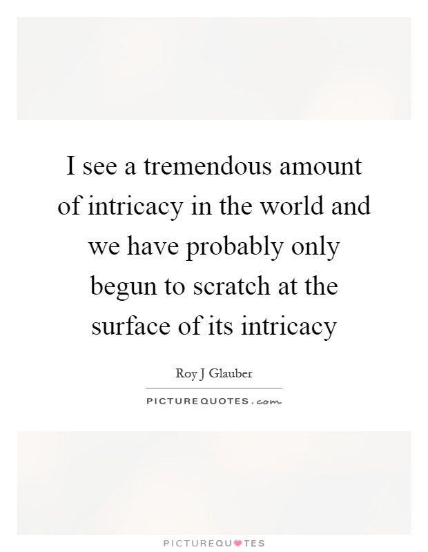 I see a tremendous amount of intricacy in the world and we have probably only begun to scratch at the surface of its intricacy Picture Quote #1