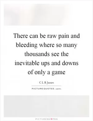There can be raw pain and bleeding where so many thousands see the inevitable ups and downs of only a game Picture Quote #1