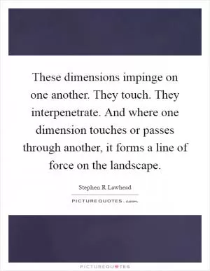 These dimensions impinge on one another. They touch. They interpenetrate. And where one dimension touches or passes through another, it forms a line of force on the landscape Picture Quote #1