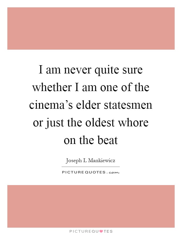 I am never quite sure whether I am one of the cinema's elder statesmen or just the oldest whore on the beat Picture Quote #1