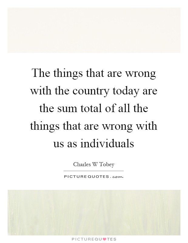 The things that are wrong with the country today are the sum total of all the things that are wrong with us as individuals Picture Quote #1