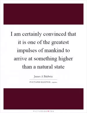 I am certainly convinced that it is one of the greatest impulses of mankind to arrive at something higher than a natural state Picture Quote #1