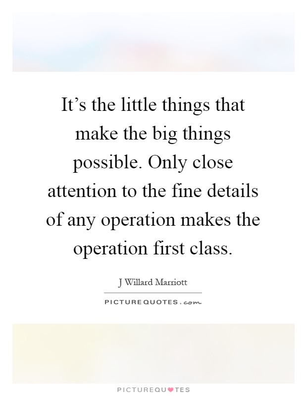 It's the little things that make the big things possible. Only close attention to the fine details of any operation makes the operation first class Picture Quote #1