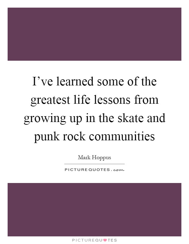 I've learned some of the greatest life lessons from growing up in the skate and punk rock communities Picture Quote #1