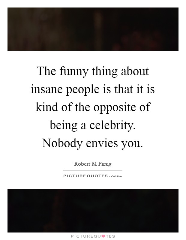 The funny thing about insane people is that it is kind of the opposite of being a celebrity. Nobody envies you Picture Quote #1