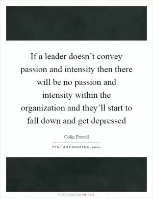 If a leader doesn’t convey passion and intensity then there will be no passion and intensity within the organization and they’ll start to fall down and get depressed Picture Quote #1