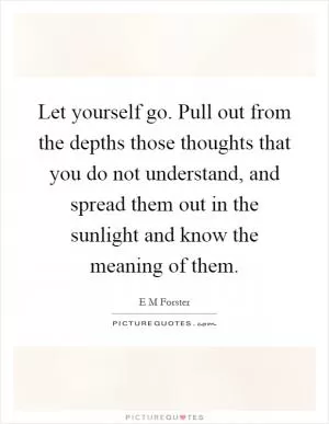 Let yourself go. Pull out from the depths those thoughts that you do not understand, and spread them out in the sunlight and know the meaning of them Picture Quote #1