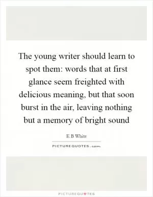 The young writer should learn to spot them: words that at first glance seem freighted with delicious meaning, but that soon burst in the air, leaving nothing but a memory of bright sound Picture Quote #1