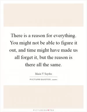 There is a reason for everything. You might not be able to figure it out, and time might have made us all forget it, but the reason is there all the same Picture Quote #1