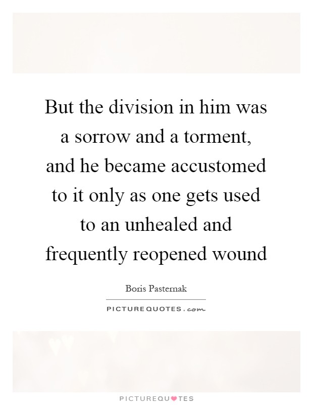 But the division in him was a sorrow and a torment, and he became accustomed to it only as one gets used to an unhealed and frequently reopened wound Picture Quote #1
