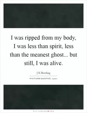 I was ripped from my body, I was less than spirit, less than the meanest ghost... but still, I was alive Picture Quote #1