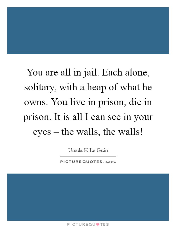 You are all in jail. Each alone, solitary, with a heap of what he owns. You live in prison, die in prison. It is all I can see in your eyes – the walls, the walls! Picture Quote #1