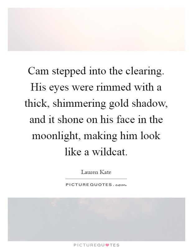 Cam stepped into the clearing. His eyes were rimmed with a thick, shimmering gold shadow, and it shone on his face in the moonlight, making him look like a wildcat Picture Quote #1