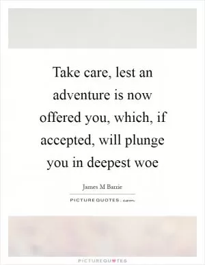 Take care, lest an adventure is now offered you, which, if accepted, will plunge you in deepest woe Picture Quote #1