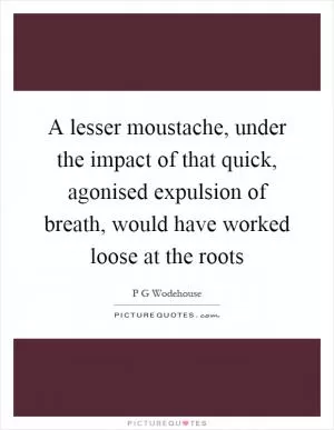 A lesser moustache, under the impact of that quick, agonised expulsion of breath, would have worked loose at the roots Picture Quote #1