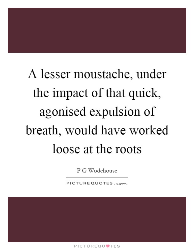 A lesser moustache, under the impact of that quick, agonised expulsion of breath, would have worked loose at the roots Picture Quote #1