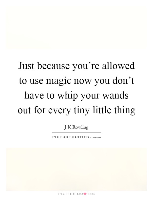 Just because you're allowed to use magic now you don't have to whip your wands out for every tiny little thing Picture Quote #1