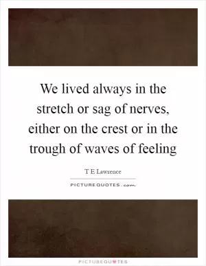 We lived always in the stretch or sag of nerves, either on the crest or in the trough of waves of feeling Picture Quote #1