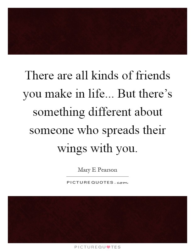 There are all kinds of friends you make in life... But there's something different about someone who spreads their wings with you Picture Quote #1
