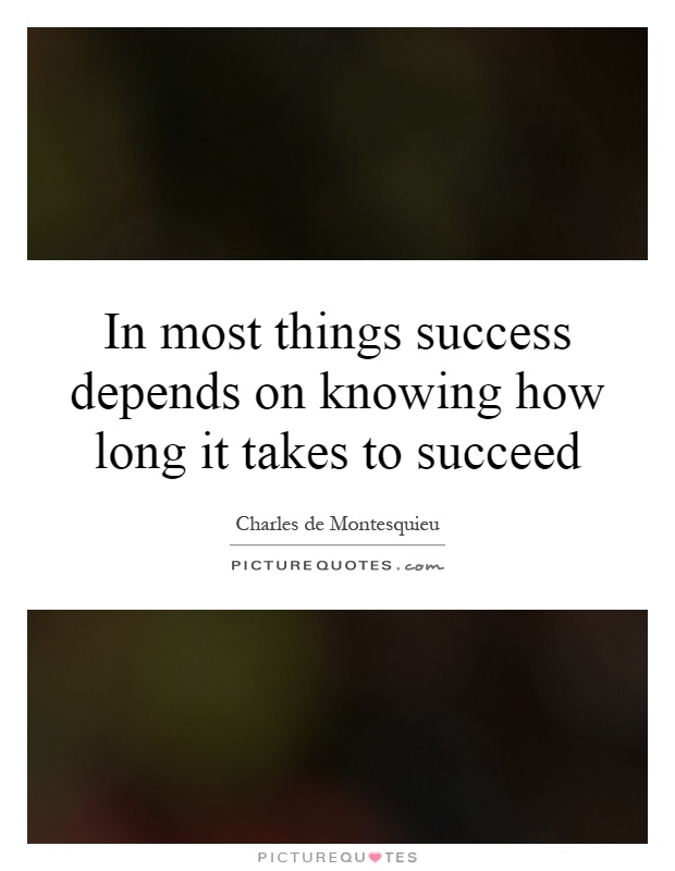 In most things success depends on knowing how long it takes to succeed Picture Quote #1