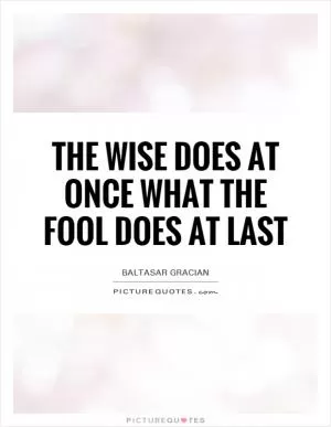 The wise does at once what the fool does at last Picture Quote #1