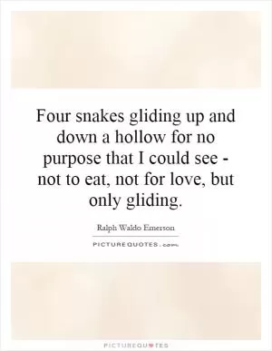 Four snakes gliding up and down a hollow for no purpose that I could see - not to eat, not for love, but only gliding Picture Quote #1