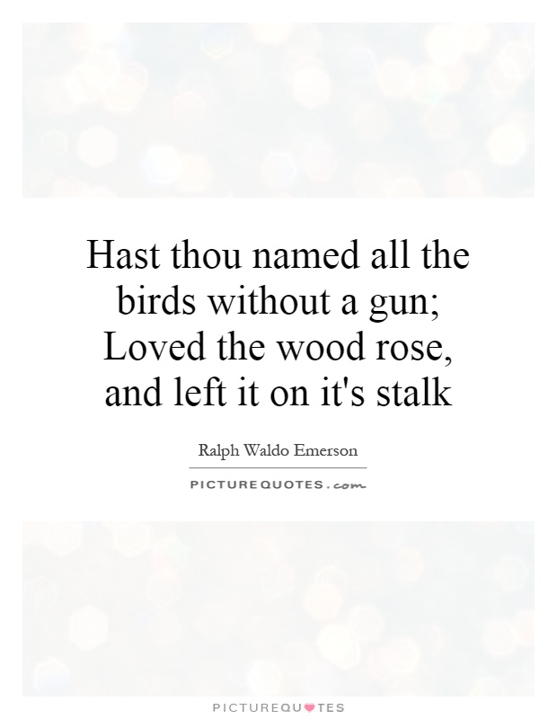 Hast thou named all the birds without a gun; Loved the wood rose, and left it on it's stalk Picture Quote #1