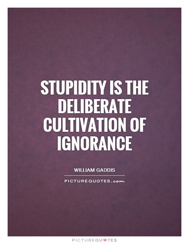 Stupidity is the deliberate cultivation of ignorance Picture Quote #1