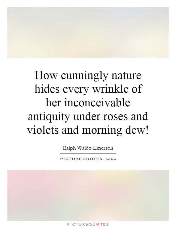 How cunningly nature hides every wrinkle of her inconceivable antiquity under roses and violets and morning dew! Picture Quote #1