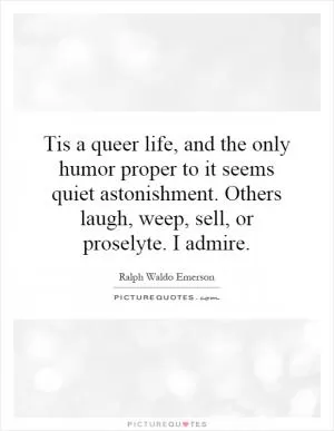 Tis a queer life, and the only humor proper to it seems quiet astonishment. Others laugh, weep, sell, or proselyte. I admire Picture Quote #1