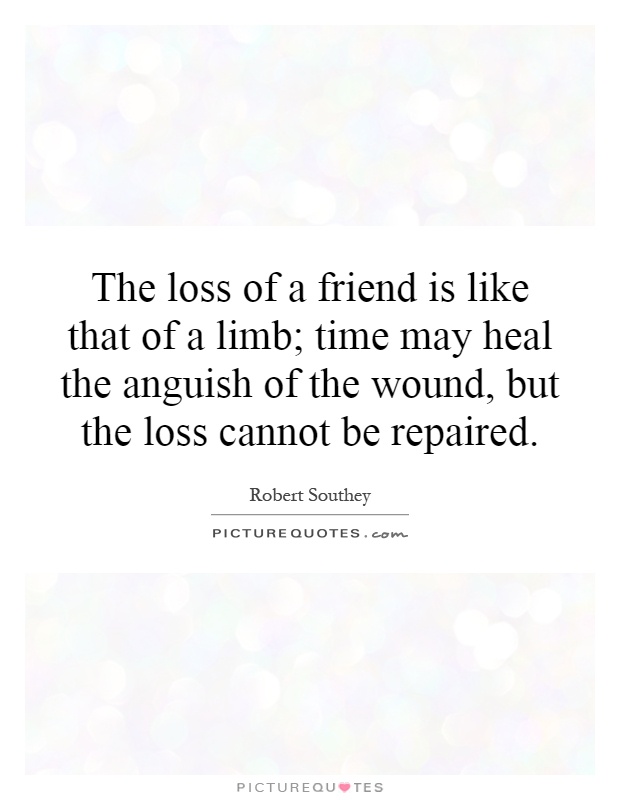 The loss of a friend is like that of a limb; time may heal the anguish of the wound, but the loss cannot be repaired Picture Quote #1