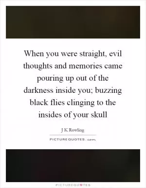 When you were straight, evil thoughts and memories came pouring up out of the darkness inside you; buzzing black flies clinging to the insides of your skull Picture Quote #1