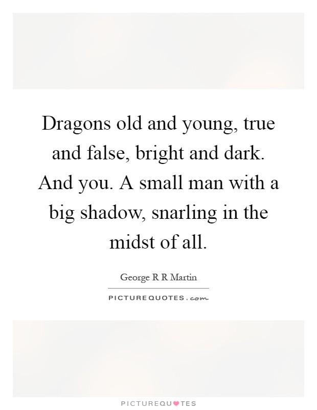 Dragons old and young, true and false, bright and dark. And you. A small man with a big shadow, snarling in the midst of all Picture Quote #1
