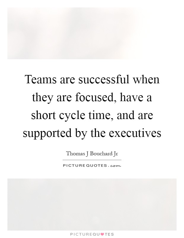 Teams are successful when they are focused, have a short cycle time, and are supported by the executives Picture Quote #1