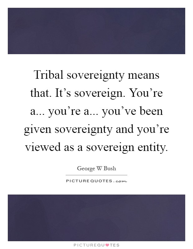 Tribal sovereignty means that. It's sovereign. You're a... you're a... you've been given sovereignty and you're viewed as a sovereign entity Picture Quote #1