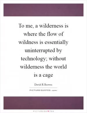 To me, a wilderness is where the flow of wildness is essentially uninterrupted by technology; without wilderness the world is a cage Picture Quote #1