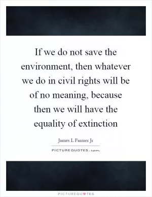 If we do not save the environment, then whatever we do in civil rights will be of no meaning, because then we will have the equality of extinction Picture Quote #1