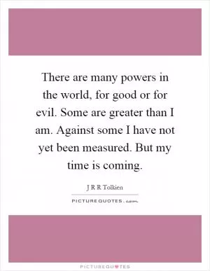 There are many powers in the world, for good or for evil. Some are greater than I am. Against some I have not yet been measured. But my time is coming Picture Quote #1