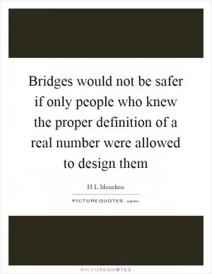 Bridges would not be safer if only people who knew the proper definition of a real number were allowed to design them Picture Quote #1
