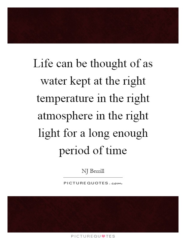 Life can be thought of as water kept at the right temperature in the right atmosphere in the right light for a long enough period of time Picture Quote #1