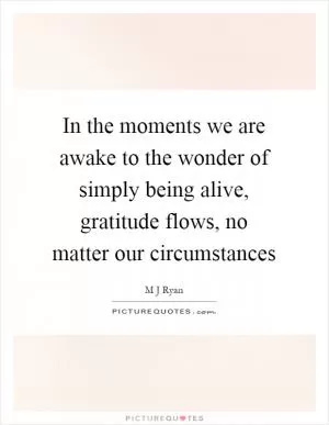 In the moments we are awake to the wonder of simply being alive, gratitude flows, no matter our circumstances Picture Quote #1