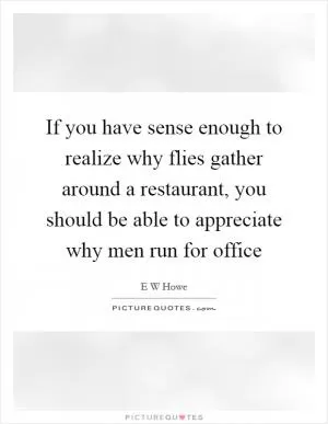 If you have sense enough to realize why flies gather around a restaurant, you should be able to appreciate why men run for office Picture Quote #1
