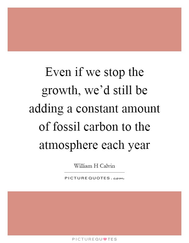 Even if we stop the growth, we'd still be adding a constant amount of fossil carbon to the atmosphere each year Picture Quote #1