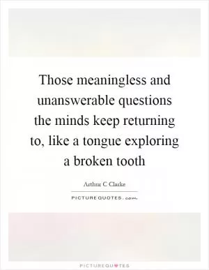 Those meaningless and unanswerable questions the minds keep returning to, like a tongue exploring a broken tooth Picture Quote #1