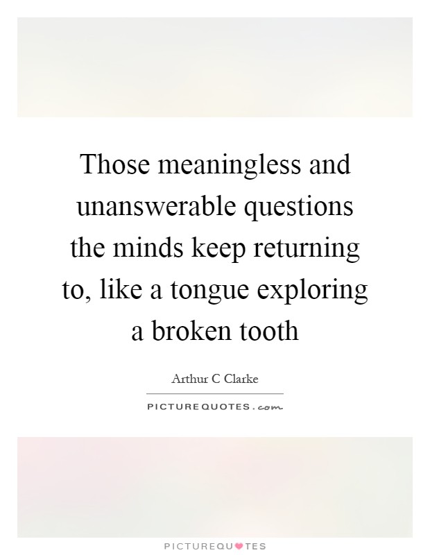 Those meaningless and unanswerable questions the minds keep returning to, like a tongue exploring a broken tooth Picture Quote #1