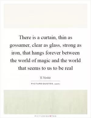 There is a curtain, thin as gossamer, clear as glass, strong as iron, that hangs forever between the world of magic and the world that seems to us to be real Picture Quote #1