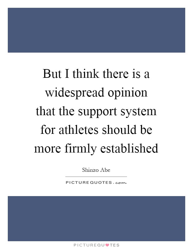 But I think there is a widespread opinion that the support system for athletes should be more firmly established Picture Quote #1