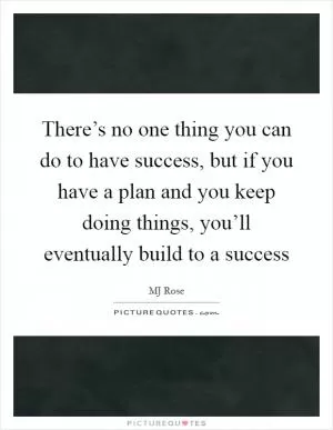 There’s no one thing you can do to have success, but if you have a plan and you keep doing things, you’ll eventually build to a success Picture Quote #1