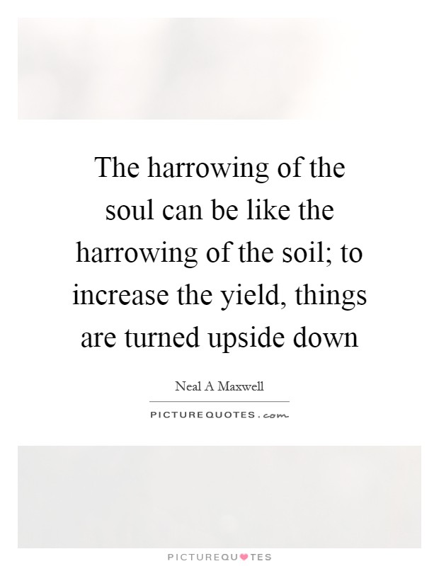 The harrowing of the soul can be like the harrowing of the soil; to increase the yield, things are turned upside down Picture Quote #1