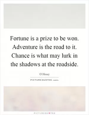 Fortune is a prize to be won. Adventure is the road to it. Chance is what may lurk in the shadows at the roadside Picture Quote #1